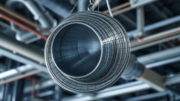 Metallic spiral duct cable suspension in industrial setting
