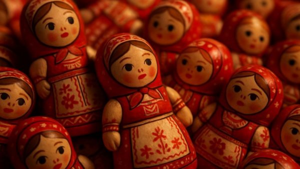 Colorful wooden dolls at Old World Village Huntington Beach