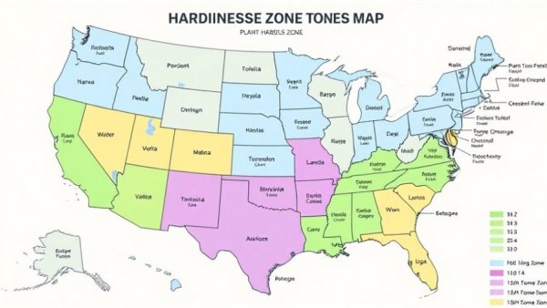 Color-coded map of USDA plant hardiness zones for winterizing gardens.