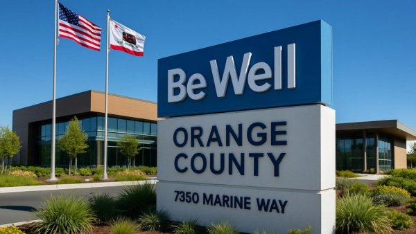 Sign for Be Well Orange County mental health services facility