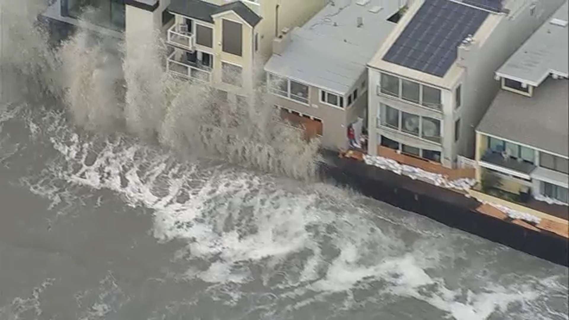 Damaged boardwalk from hurricane-driven waves at Long Beach