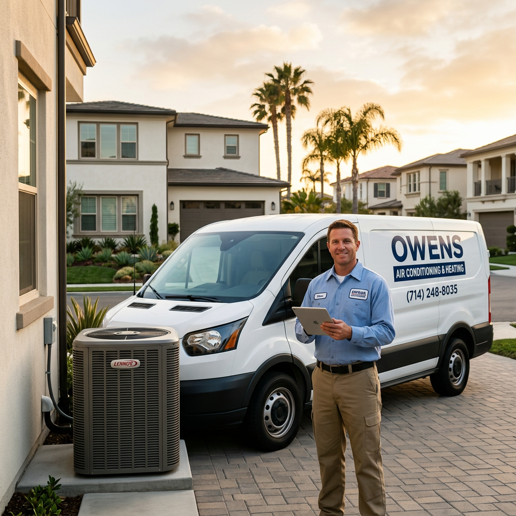 Photorealistic business profile image for Owens Air Conditioning & Heating in Huntington Beach.