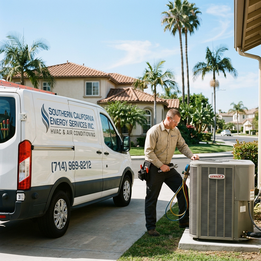 Photorealistic HVAC contractor scene for Southern California Energy Services Inc.