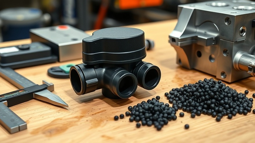 Injection-molded plastic valve housing with resin pellets and manufacturing tools