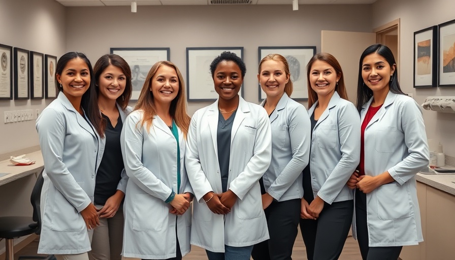 Women in dentistry team smiling in dental office.