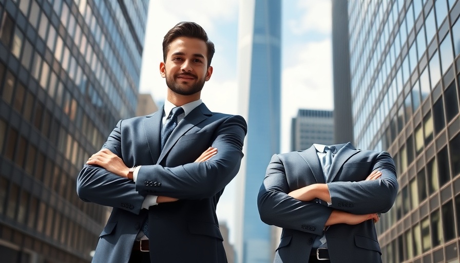 Two lawyers confidently posing in city setting, related to personal injury law.