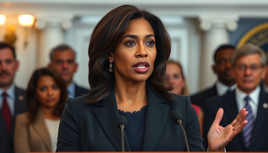 Professional woman discussing federal funding in White House setting.