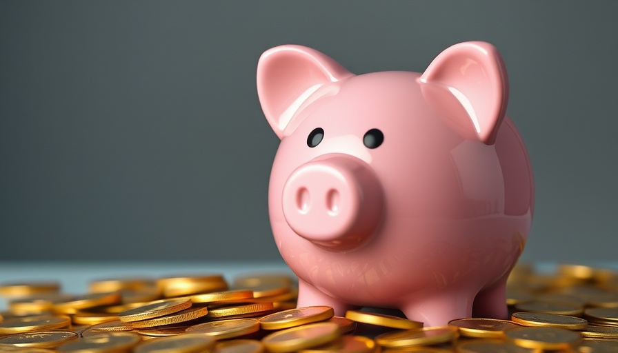 Glossy pink piggy bank on coins symbolizes affording memory care.