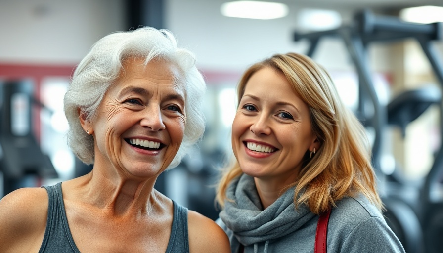 Older woman smiling in a gym with a young woman, Shoulder Workout for Older Adults