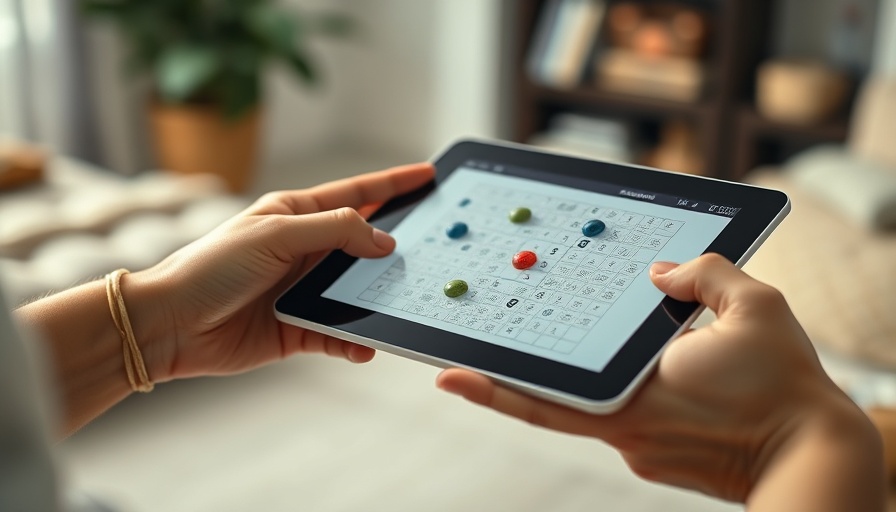 Close-up of hands using a tablet for brain training in aging seniors.