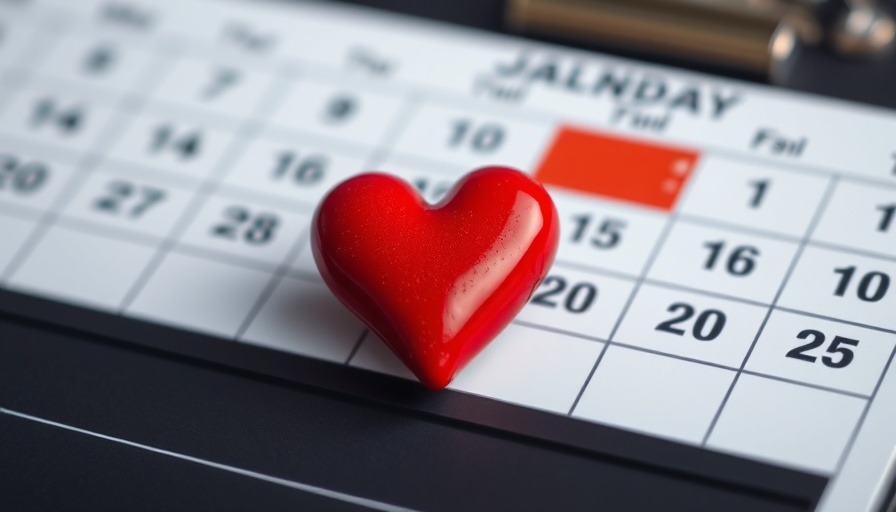 Heart health tips for seniors: Red heart on calendar for Heart Month activities.