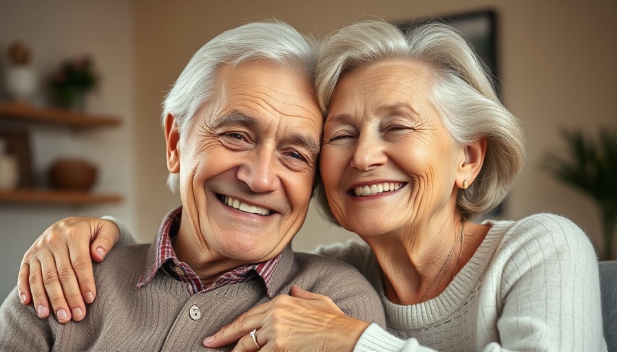 Elderly couple smiling, asset management before assisted living focus.