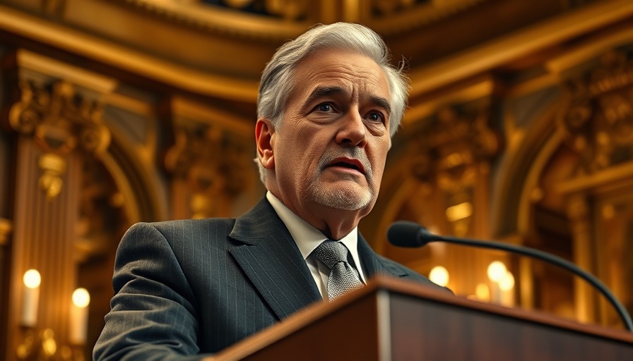 Trump Tariffs Economic Impact: Man speaking at podium in formal setting.