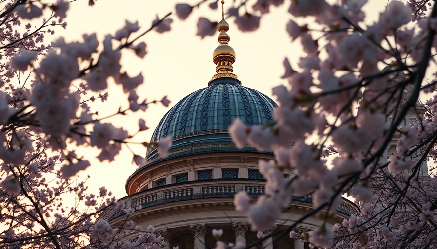 US Capitol dome with cherry blossoms, sunrise, budgetary offsets for tax reform