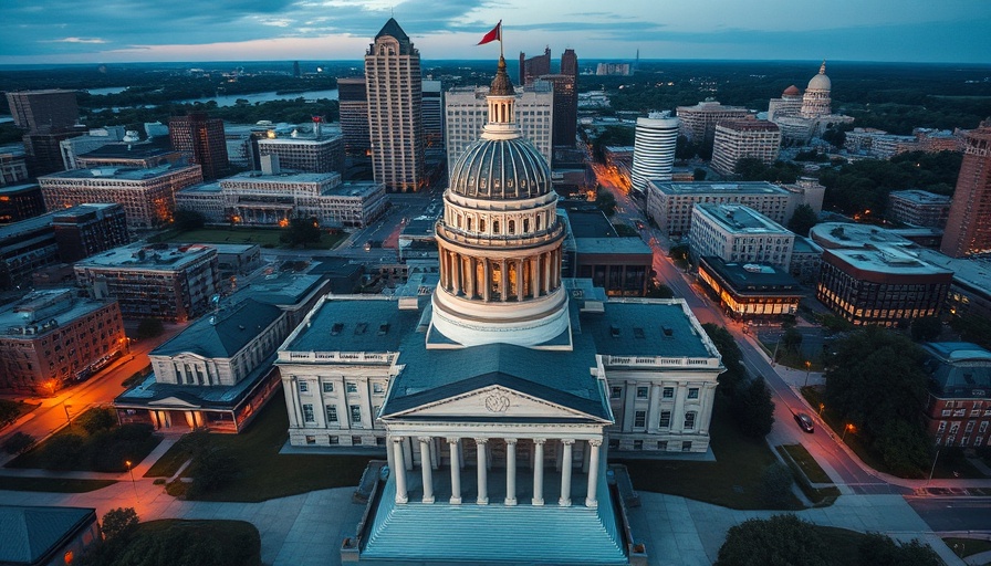 Indiana State Capitol building at twilight, signifying Indiana local income and property tax reforms.