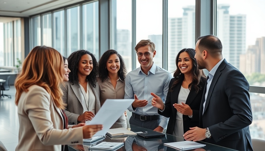 Diverse professionals in a corporate meeting, discussing strategy