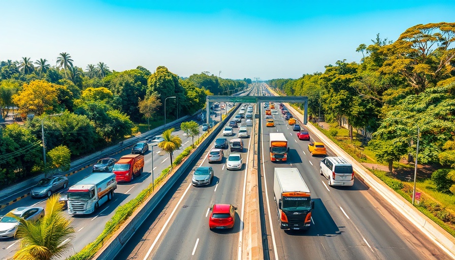 Electric Vehicle Fees Highway Funding: Diverse traffic on a busy highway.