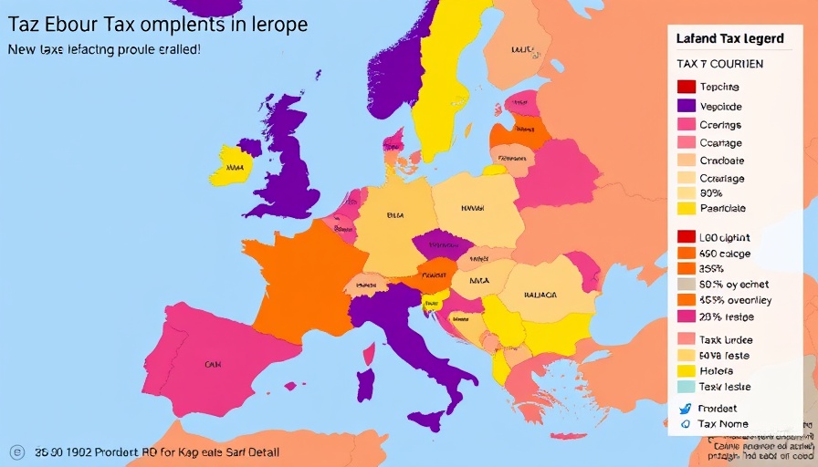 Map showing tax burden on labor in Europe, 2024.