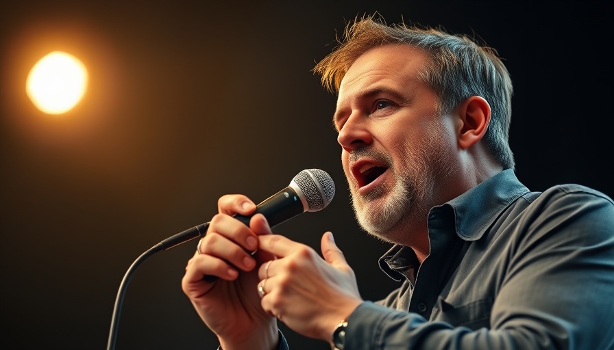 Middle-aged man discussing the CREATE JOBS Act on a dimly lit stage.