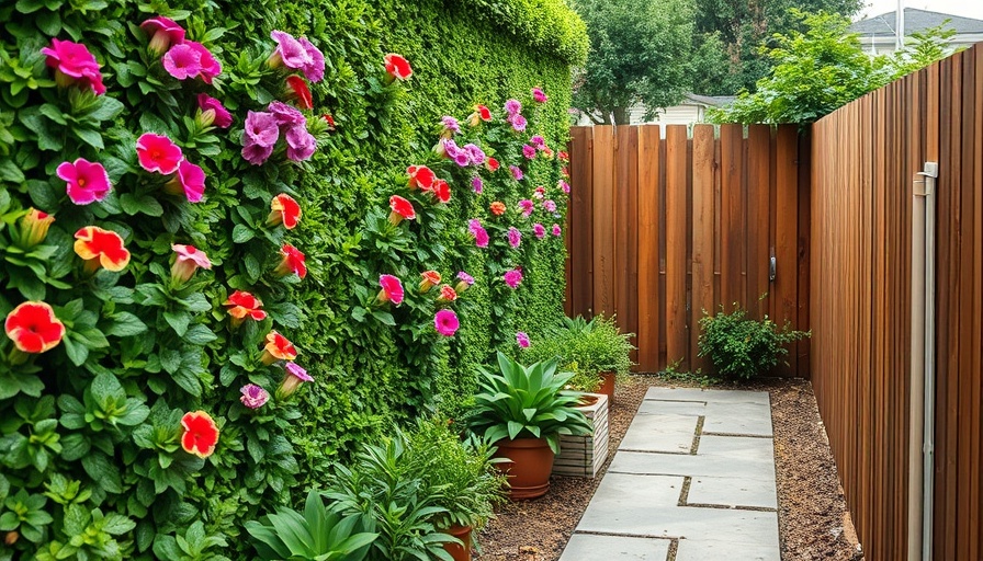Narrow side yard with vertical plant display, showcasing side yard landscaping design ideas.