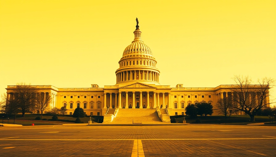 Monochromatic yellow U.S. Capitol building representing 'One Big Beautiful Tax Bill'.