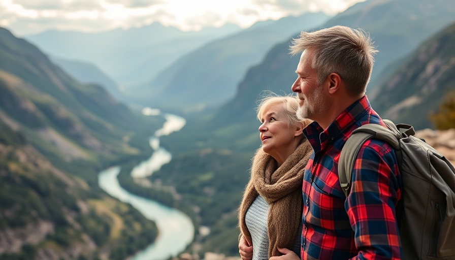 Travel tips for seniors highlighted with scenic mountain view.