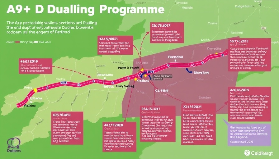 A9 Dualling Programme infographic map between Inverness and Perth.