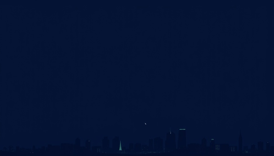 Digital banner featuring city skyline silhouettes at dusk.