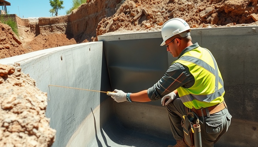 Applying waterproofing to below-grade foundation walls.