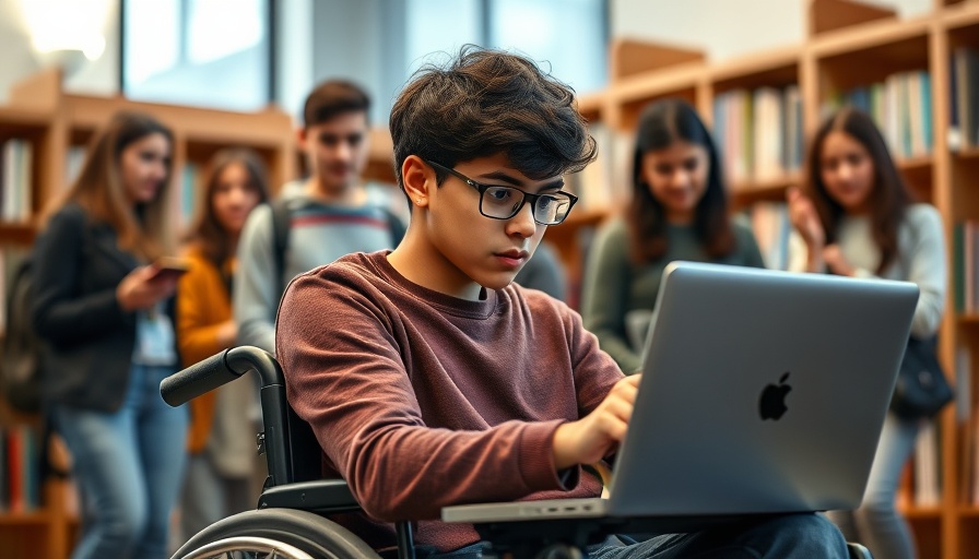 Diverse students, including one in a wheelchair, studying in warm setting, highlighting ADA and Disability Rights History.