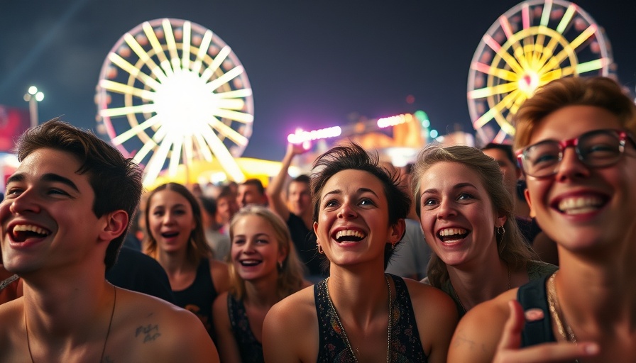 Lively crowd at Boardmasters festival 2025 with Ferris wheel.