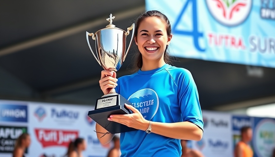 Avalon Gall Longboard Win: Surfer holding trophy at event.