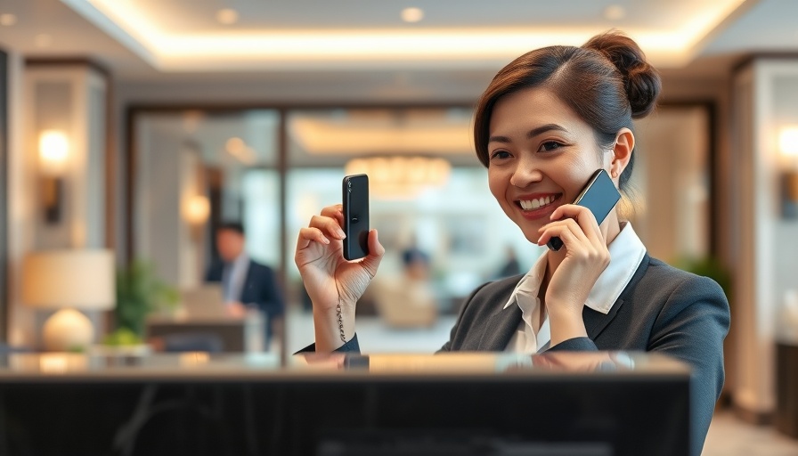 Hotel receptionist assisting guests over the phone.