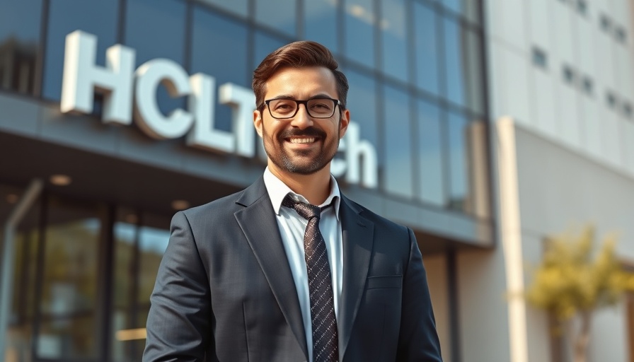 HCLTech CEO smiling in front of company headquarters.