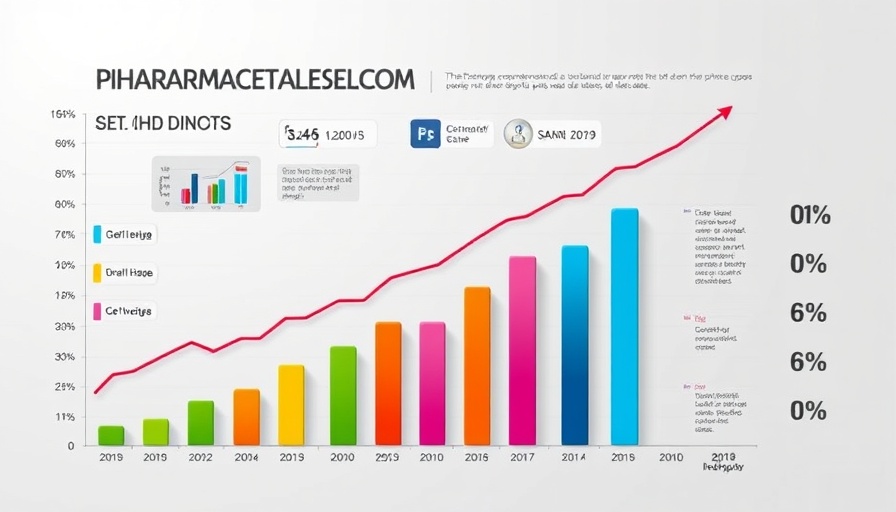 Infographic of pharmaceutical sales trends showing growth