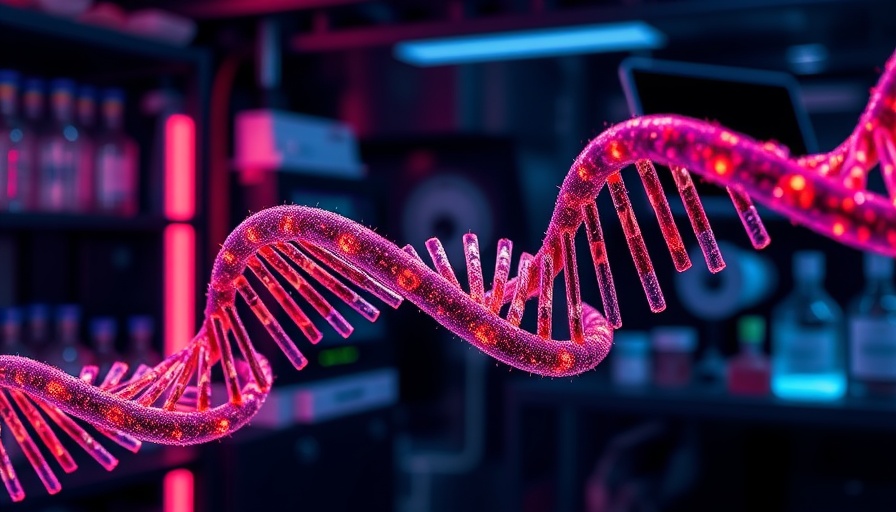 Abstract mRNA technology in pharmaceuticals display, vibrant colors.