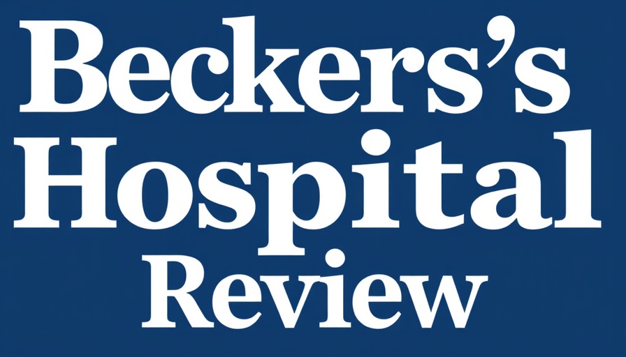 Becker's Hospital Review text on city skyline background.