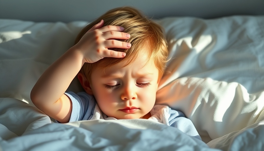 Child with migraine symptom holding head; CGRP Blocker for Kids' Migraine Prevention
