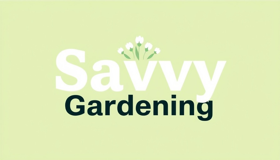 Savvy Gardening logo with floral motif.