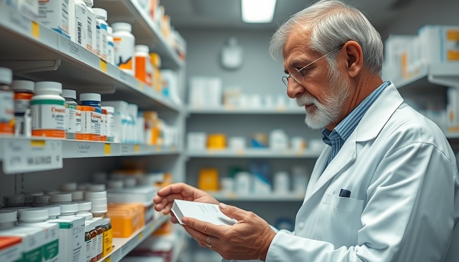 Pharmacist checks medication amid rising drug prices due to tariffs.