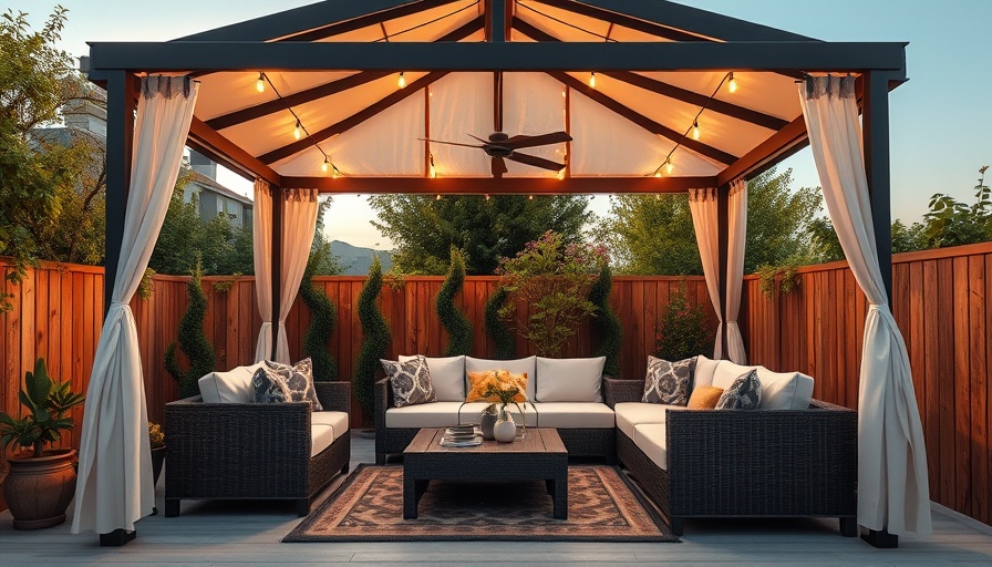 Cozy outdoor seating with gazebo, outdoor area transformation.