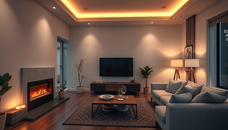 Modern living room with fireplace and TV in home renovation.