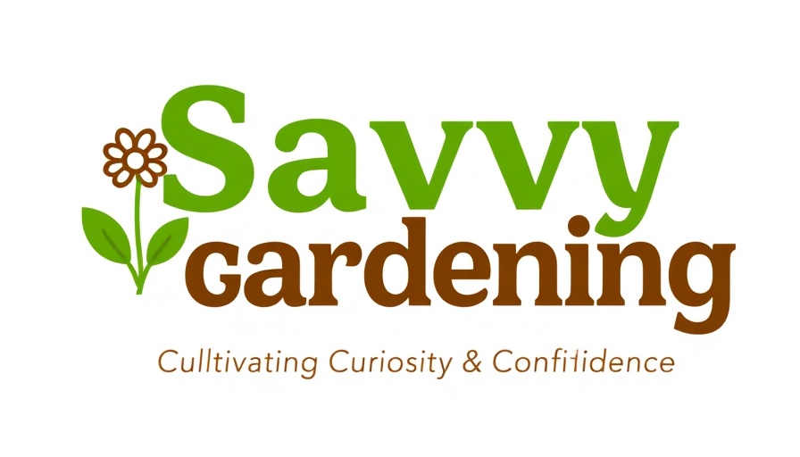Savvy Gardening logo with flower and tagline
