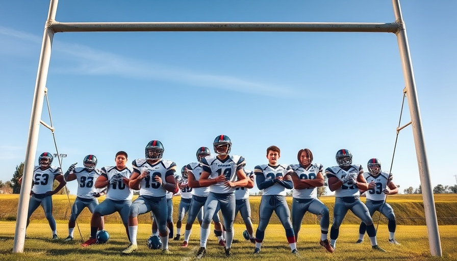 Orange County high school football team posing for a preview.
