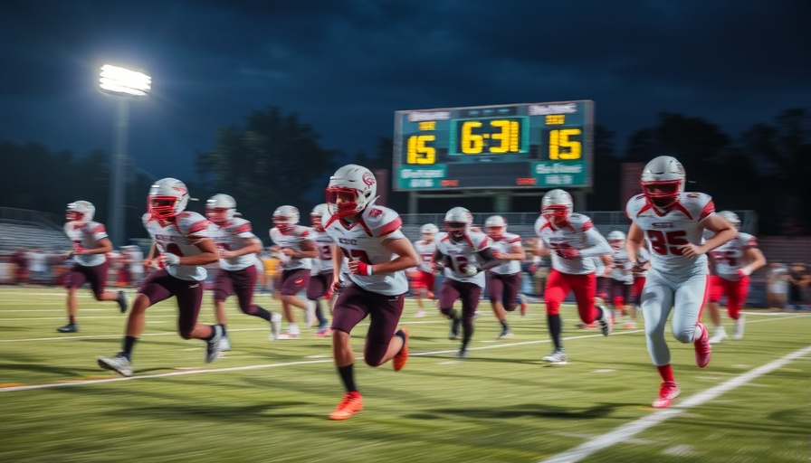 Edison High School Football Success with players in action during night game.