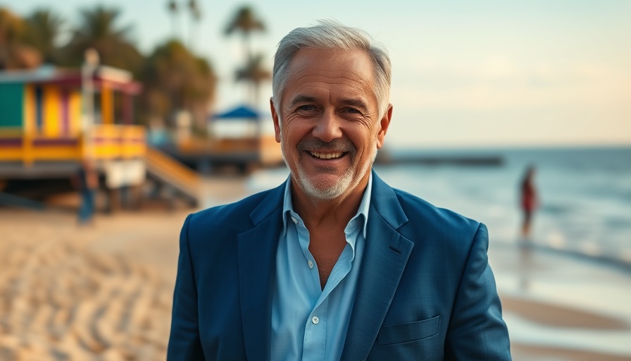 Rick Foster standing on a beach for Senate campaign 2026.
