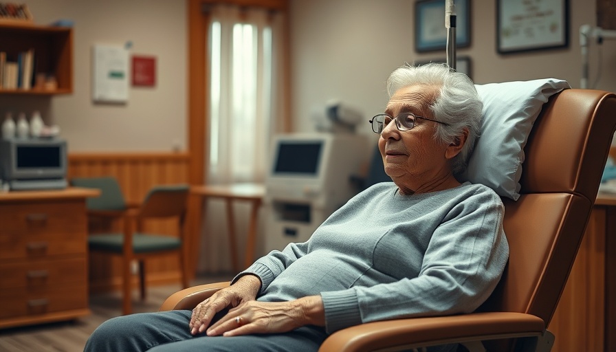 Patient with advanced cancer in treatment setting, serene room.