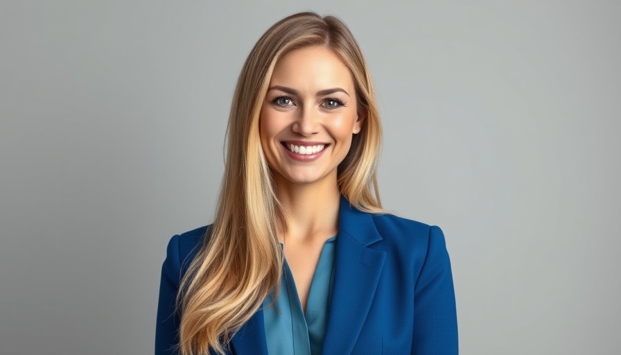 Portrait of professional woman with blonde hair in blue blazer.