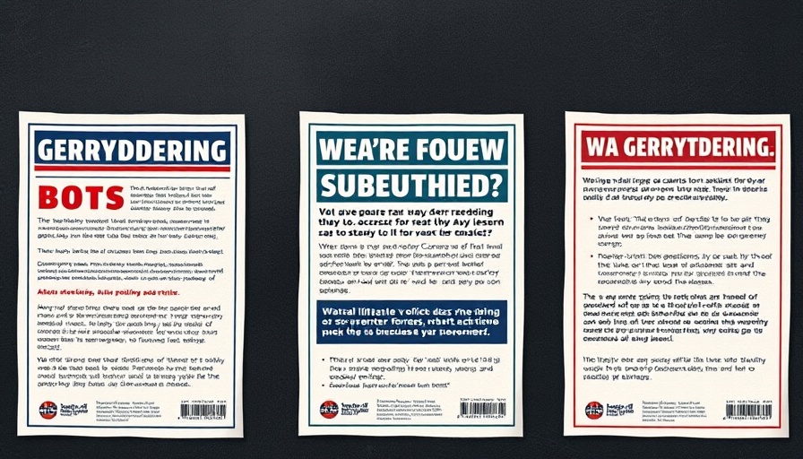 Redistricting mailers California against gerrymandering, urgent typography.