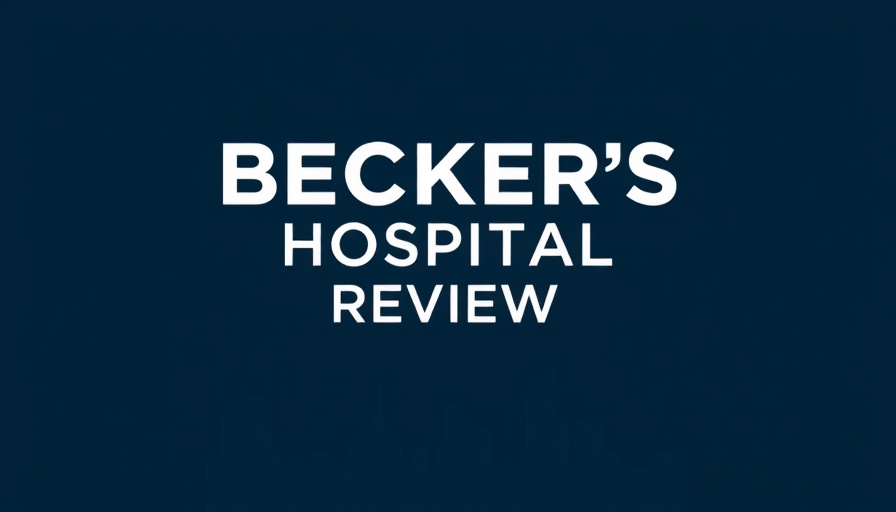 Minimalist hospital review background with city silhouette, highlighting AI healthcare tools impact.